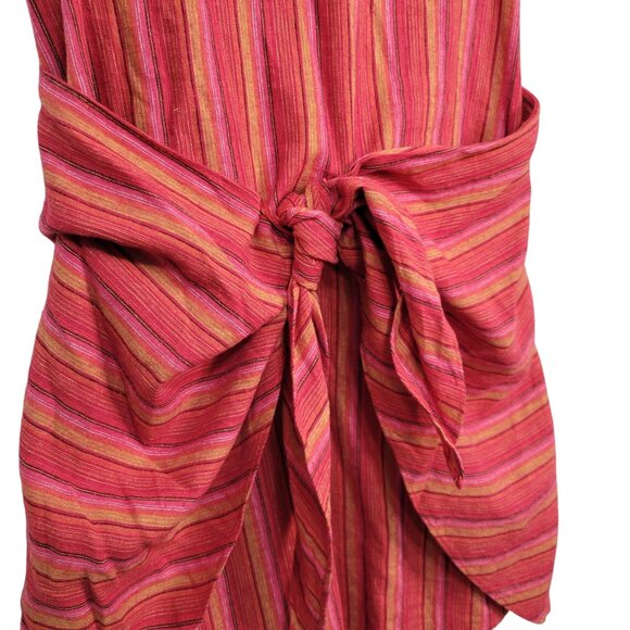 Drew Size S Dress Desert Stripe Sarong Skirt Linen Rayon Sleeveless Pullover Red - Picture 14 of 16